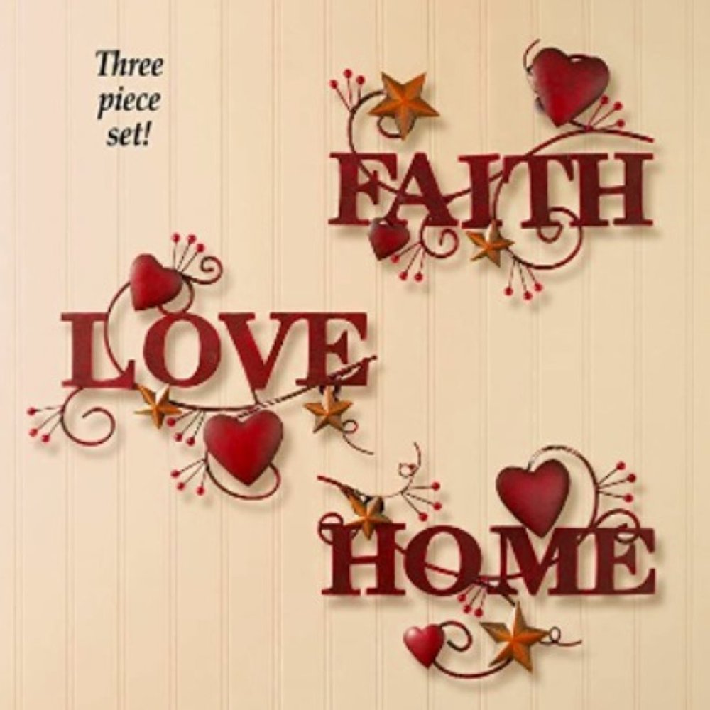 Faith, Love & Home Metal Wall Art - Set of 3